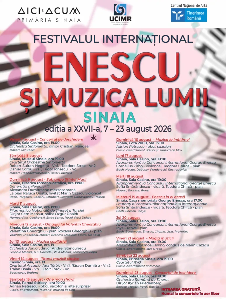 Festivalul „Enescu și muzica lumii” 2026, Sinaia – program complet și artiști invitați